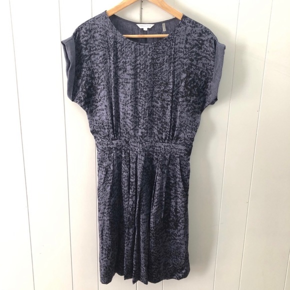 REBECCA TAYLOR Sz S Silk Blue Shortsleeve Dress - Picture 7 of 11